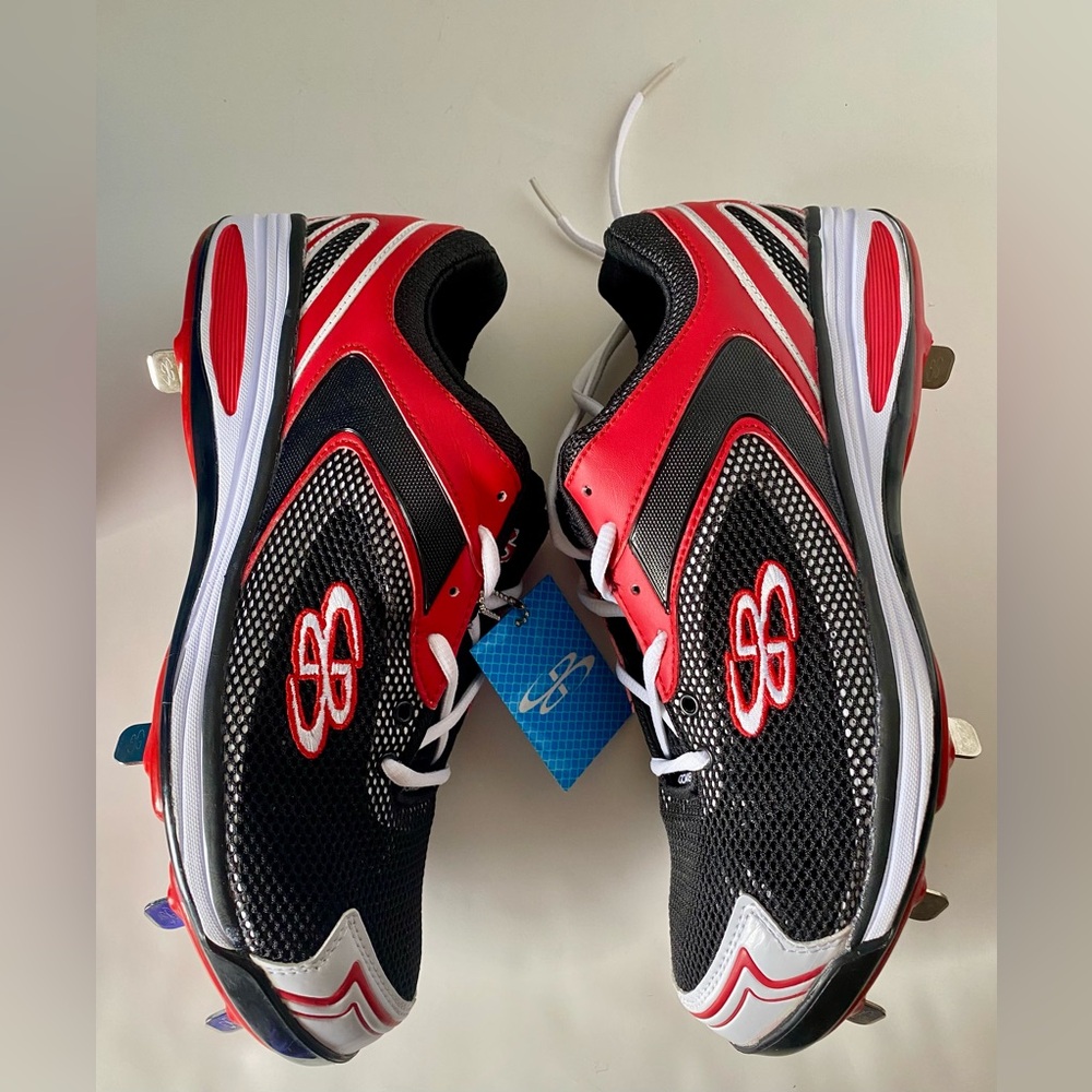 Boombah Metal Cleats Shoes Men’s Size 12 Red Black Softball Baseball New